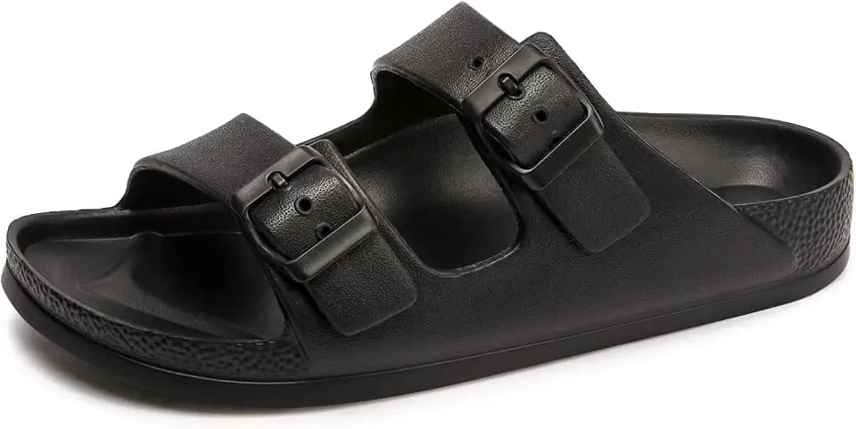FUNKYMONKEY Women's Comfort Slides Non-Slip Lightweight Flat Beach Sandals