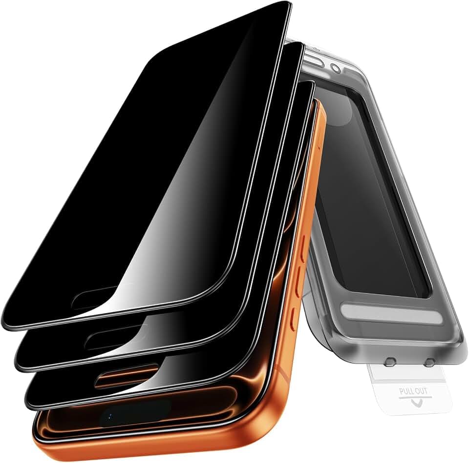 for iPhone 17 Pro Privacy Screen Protector, 3 Pack, [Anti-spy] [Micro-curved Edges] 9H+ Hardness Tempered-Glass Privacy Screen Protector, Case Friendly, 6.3 inch