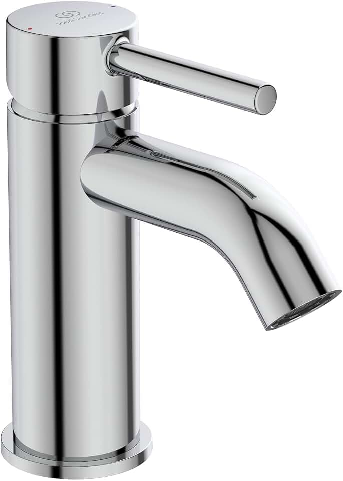 Ideal Standard – Ceraline Waschtischarmatur, inklusive Metall-Ablaufgarnitur, mit FirmaFlow Kartusche, wassersparend, Schnellmontagesystem Easy Fix, Chrom