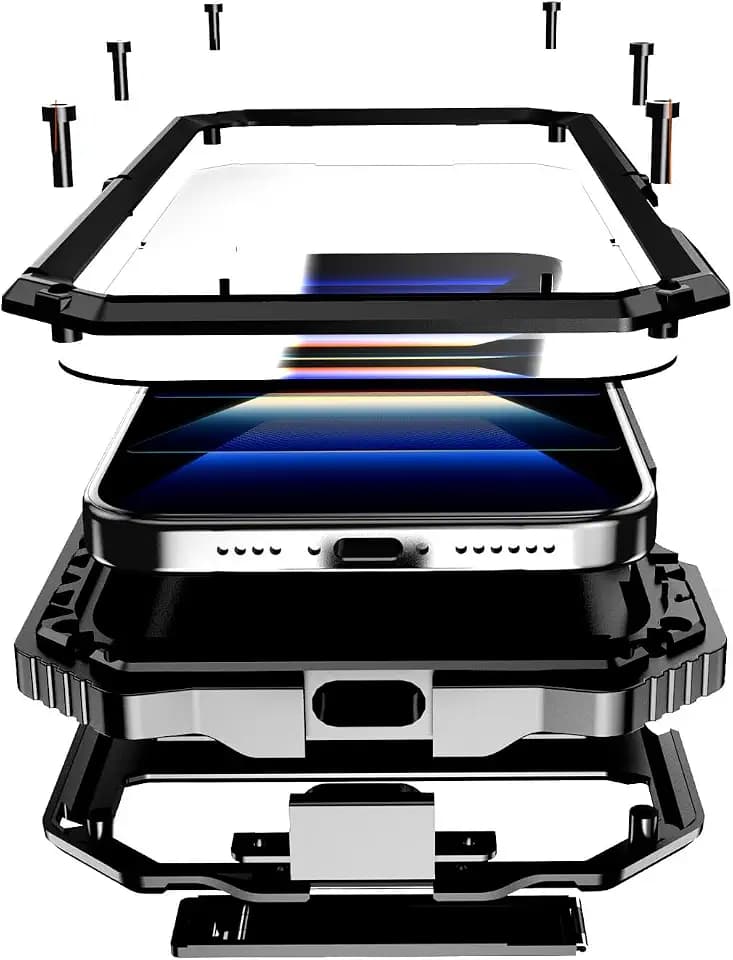 Lunivop for iPhone 16 Pro max Case Metal Heavy Duty Military Black