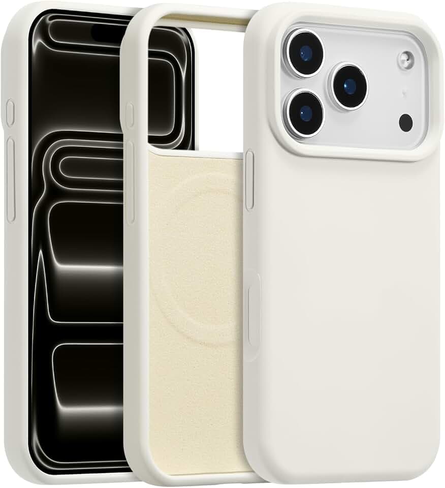 Magnetische Liquid Silikon Hülle für iPhone 17 Pro Max, Weiß