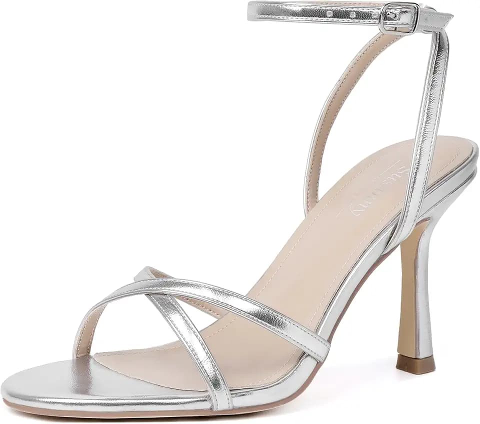 Mostrin Strappy Heels for Women Ankle Strap Heels Women's Heeled Sandals for Party Prom Wedding