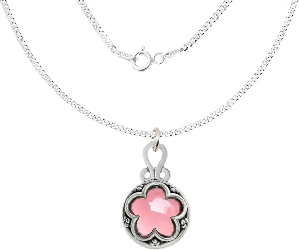 Only faith Halskette mit Gotland Amulett aus 925er-Sterlingsilber, Anhänger aus Naturstein, Amulett, italienische Kette, 45 cm, mit Geschenkbox