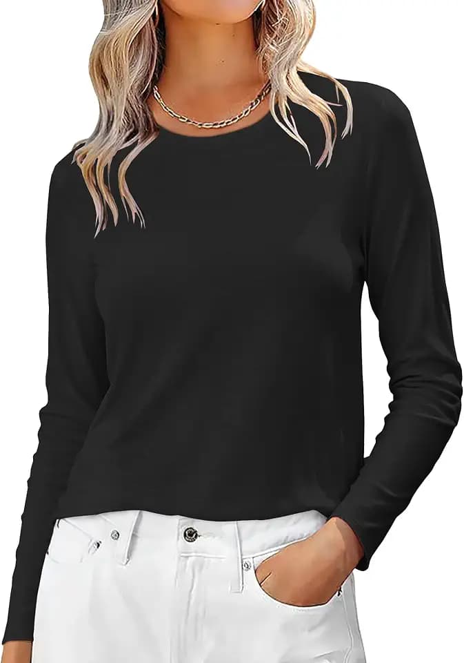 Long Sleeve Shirts for Women Graphic Crew Neck Tops Casual Fit T Shirts