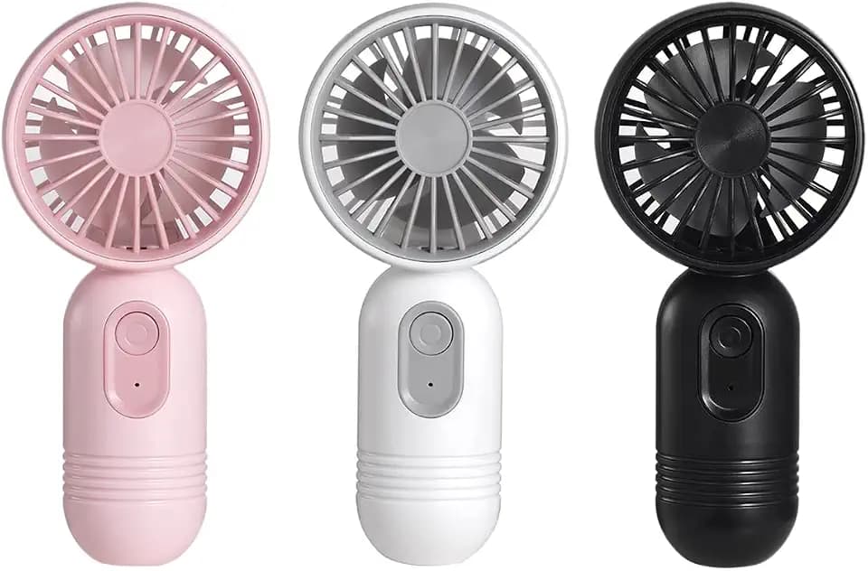 VanSmaGo [Portable Mini Fan 3-pack] Handheld Personal Small Fan with 3-speed for Travel, USB Rechargeable Battery Operated Eyelash Fan, Black&White&Pink