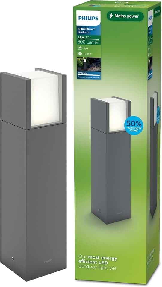Philips Arbour Sockelleuchten für den Außenbereich, 3,8 W, 3000 K, warmweiß, wasserfest, anthrazit, IP44 wetterfest