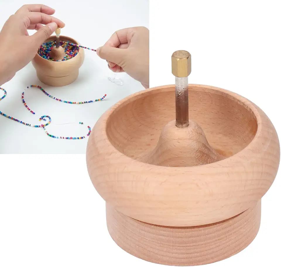 Zerodis Bead Spinner DIY Beading Turning Bowl, Shop LC Rocailles Spinner Armband Waist Beads Kit Steuerbarer Speed ​​Spin Bead Loader mit Big Eye Beading Needle zum Auffädeln und Basteln