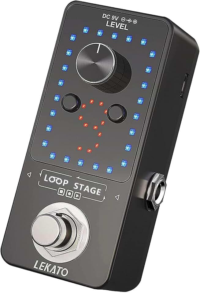 LEKATO Gitarre Loop Effektpedal mit 9 Schnallen Integrierte Stimmgerät Loop Station Max 40 Minuten Aufnahmezeit Elektrische Gitarre Looper für Bass-Tastatur