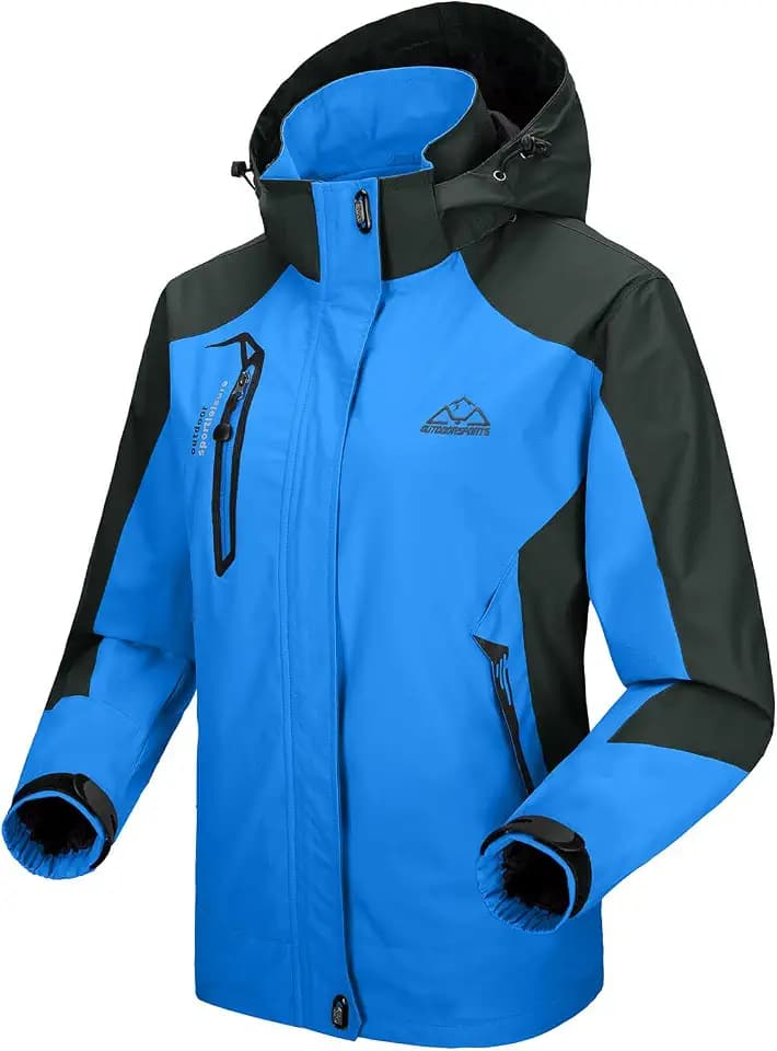 donhobo Regenjacke Damen Wasserdicht Wanderjacke Übergangsjacke, Blau, M