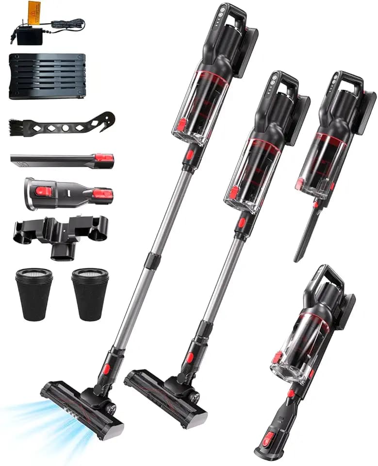 Akku Staubsauger Kabellos 40KPa/450W/50Min für Tierhaare/Teppiche/Hartböden