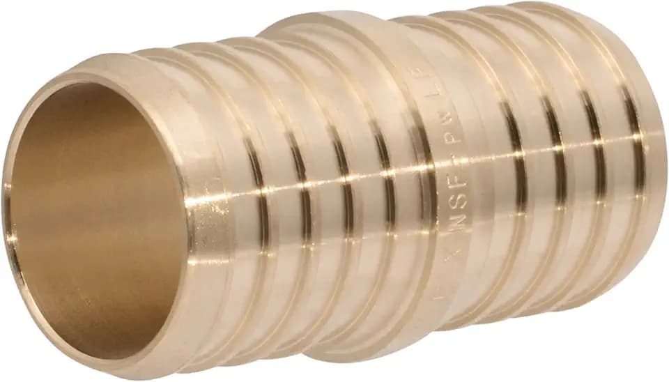 SharkBite 1-1/4 Inch Crimp Coupling, Brass Plumbing Fitting PEX Pipe, PE-RT, UC0135