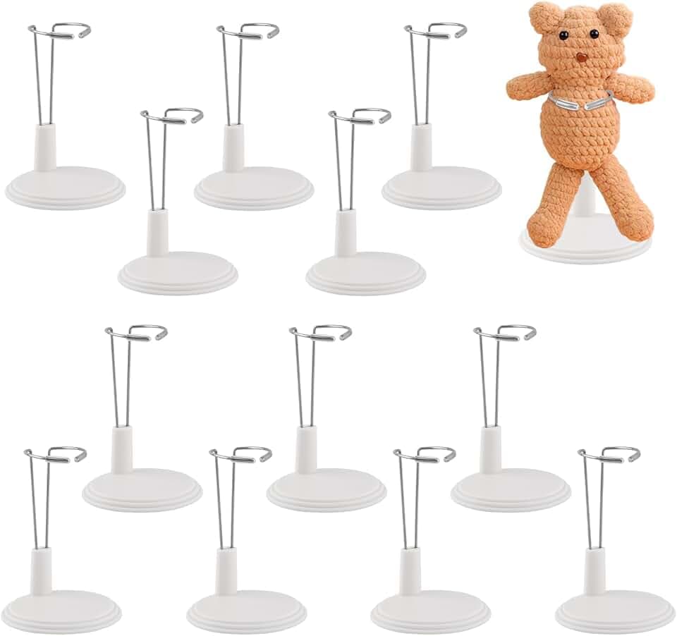 Adjustable Doll Stand – 12 Pack for 6.8" Dolls, Rubber Sleeves 4-8"