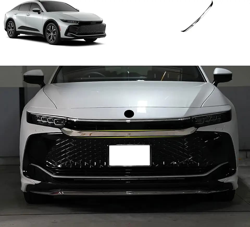 Front Grille Trim Compatible With Toyota Crown 2023 2024 2025 2026 Front Bumper Grille Strip Frame Trim Exterior Car Accessories Stainless Steel 1PCS(Glossy Chrome Style)