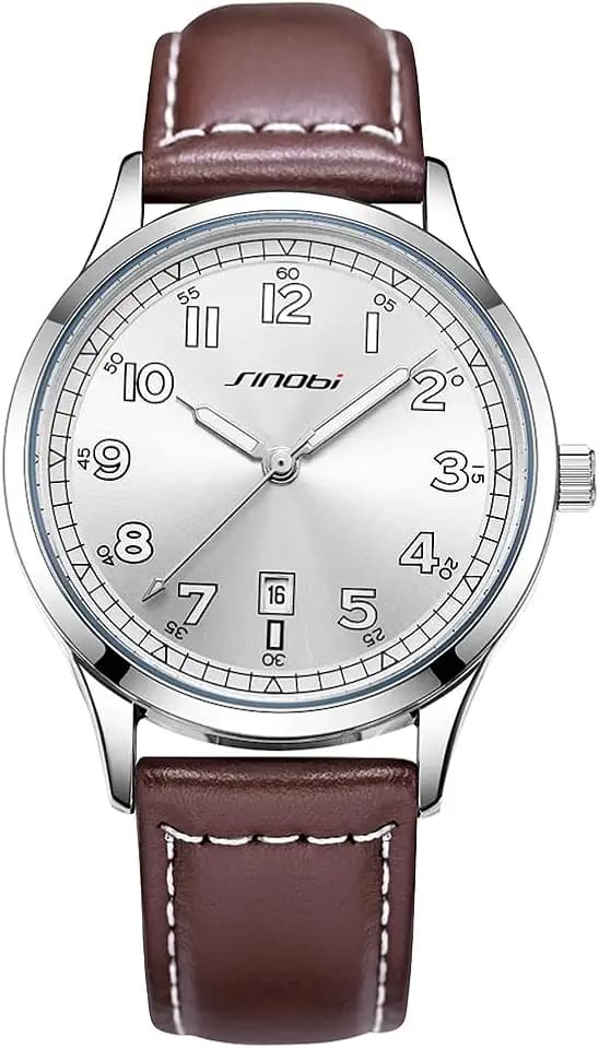 SINOBI Classic Watches for Men with Calendar Water Resistant Luminous Easy Read Time Arabic Numerals Men Dress Watch