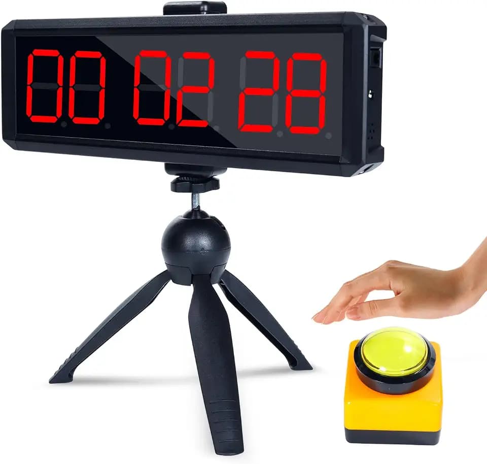 Large Stopwatch with Start/Stop Button、LED Digital Timer with Stand、360° Press Button、Stopwatch for Obstacle Course、Fitness Clock for Home Gym、Interval Timer for Exercise (1.5 red)