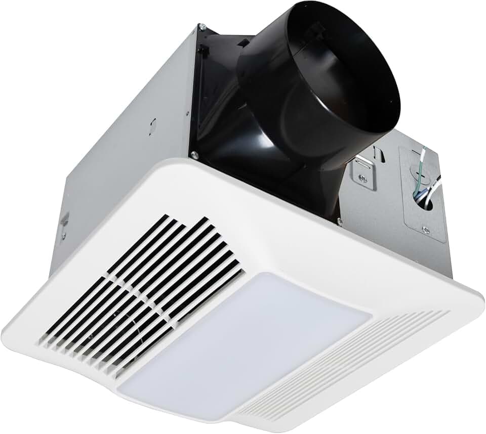 Awoco 150 CFM Bathroom Exhaust Fan with LED Light, 0.5 Sone, 6-Inch Duct