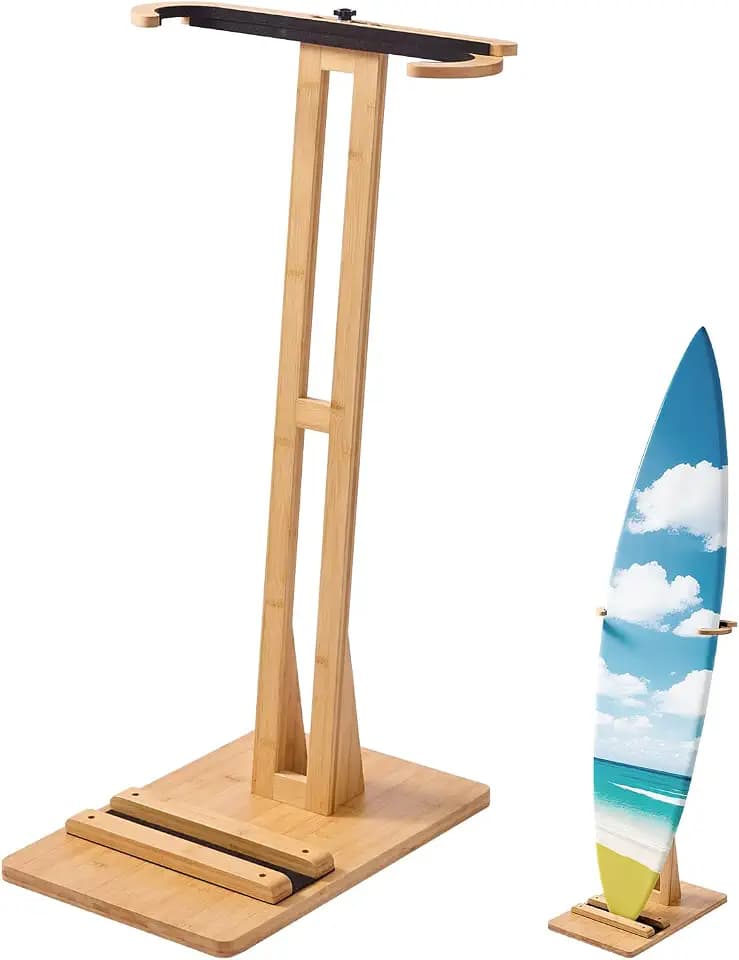 VEVOR vertikaler Surfbrettständer Surfbrettregal aus Holz zur Aufbewahrung (einstellbar 370-665 mm), freistehender Boardständer-Organizer mit Korkpolsterung, für Wakeboard Snowboard Kiteboard