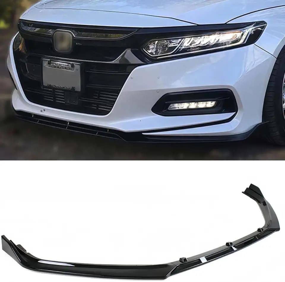 3Pcs Front Bumper Lip Compatible with 2018-2020 Honda Accord, JDM Air Dam Winglet Splitter Chin Fits for EX EX-L LX SE Sport Touring Hybrid, Protection Body Kit (Glossy Black)