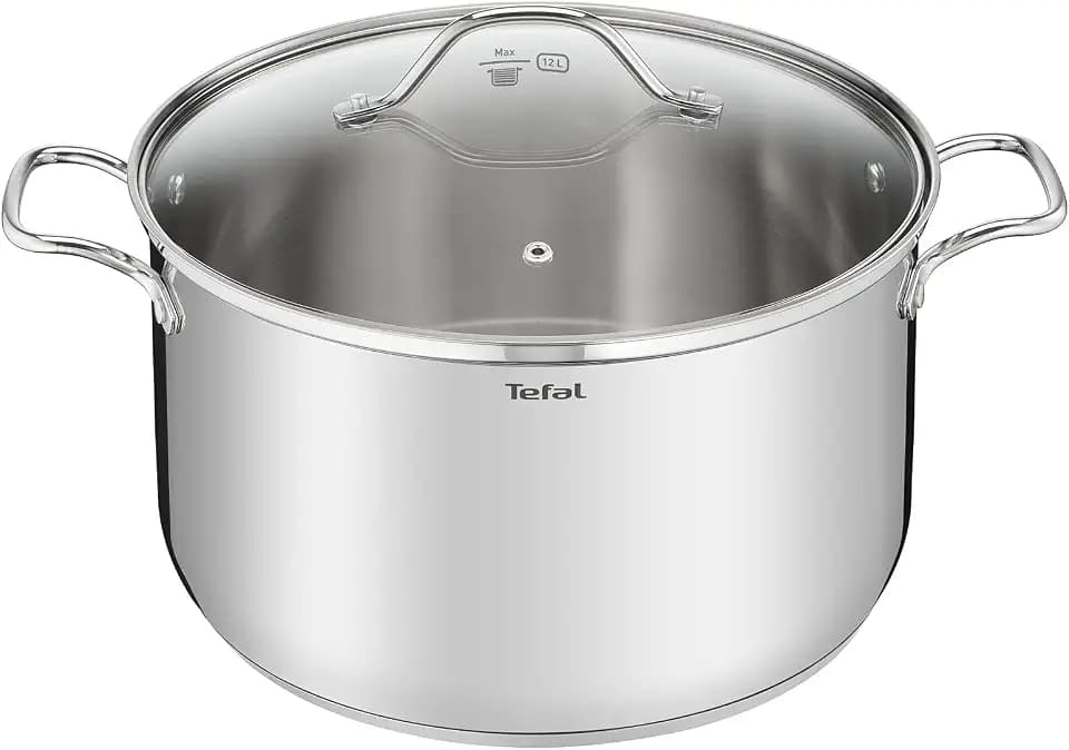 Tefal Intuition XL Kochtopf 36 cm / 17,5 l, Induktion, Edelstahl 18/10, 5 Jahre Garantie, robuste genietete Griffe, Glasdeckel B8647504