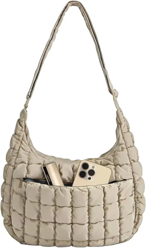 Quilted Crossbody Bag for Women Hobo Shoulder bag Puffy Purse Puffer Travel