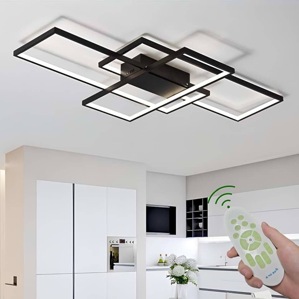 80CM 45W Deckenlampe Schwarz 3000K–6500K Dimmbar Deckenleuchte Wohnzimmer