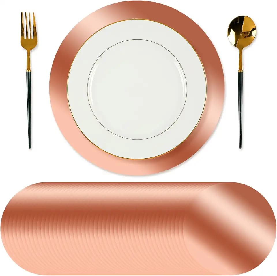Tioncy 100 Pcs Rose Gold Round Paper Placemats Disposable Table Mats
