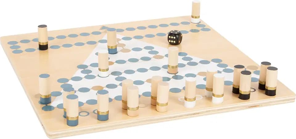 small foot Barrikade und Halma "Gold Edition" aus Holz, Gesellschaftsspiel für die ganze Familie, ab 6 Jahren, 12223