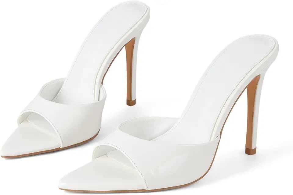 Womens Sandals Open Toe Stiletto High Heeled Slip On Dress Mules