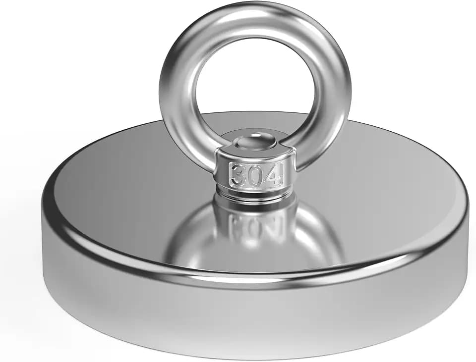 Magnetpro Angelmagnet, 455 kg Zugkraft, starker Neodym-Magnet, strapazierfähig, Seltenerd-Magnete mit Augenschraube, Durchmesser 9 cm, für Magnetfischen, Jagd, Apportieren im Fluss