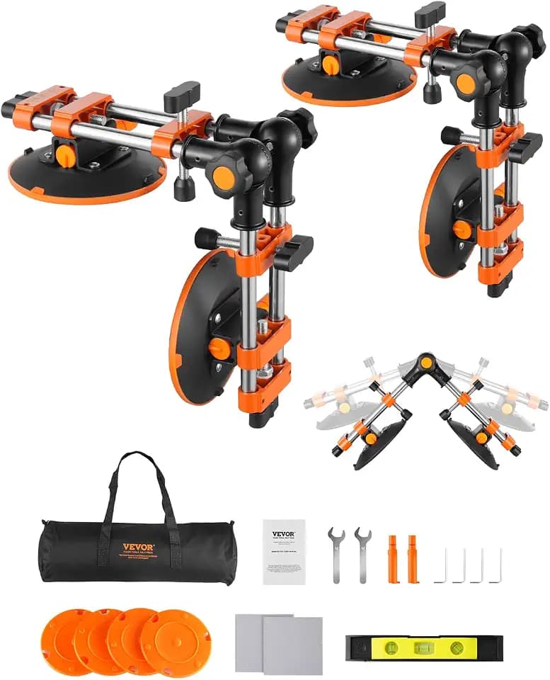 VEVOR 90 Degree Stone Seam Setter, 2 Packs Granite Seam Setter with 6 in Suction Cups, Seam Joiner for Seam Joining & Leveling, Granite Right Angle 90 Degree, 180 degrees, 270 degrees Countertop