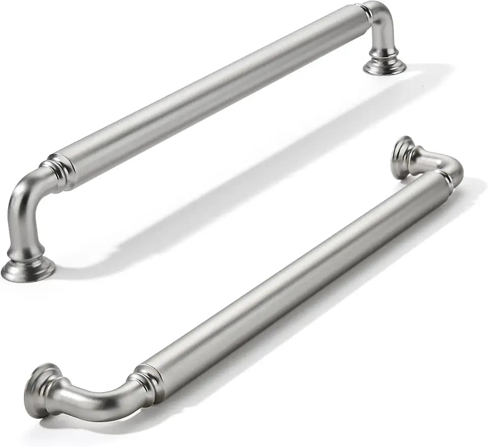 khtumeware 10-Pack Brushed Satin Nickel Heavy-Duty Solid Cabinet Pulls, 8 Inch (203mm) Hole Center, Drawer Pulls, Cabinet Hardware, Suitable for Kitchen Cabinets, Bathrooms and Dressers