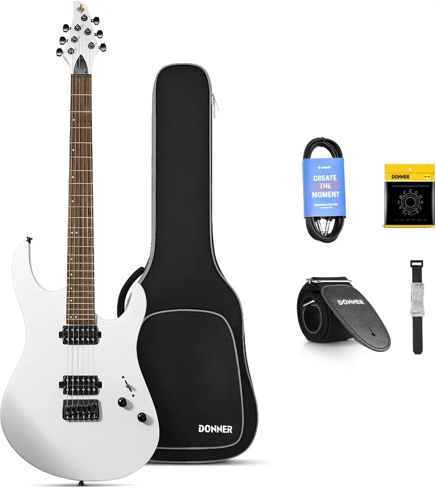 Donner DMT-100 39 Inch Solid Body Electric Guitar Kit (Matte White)