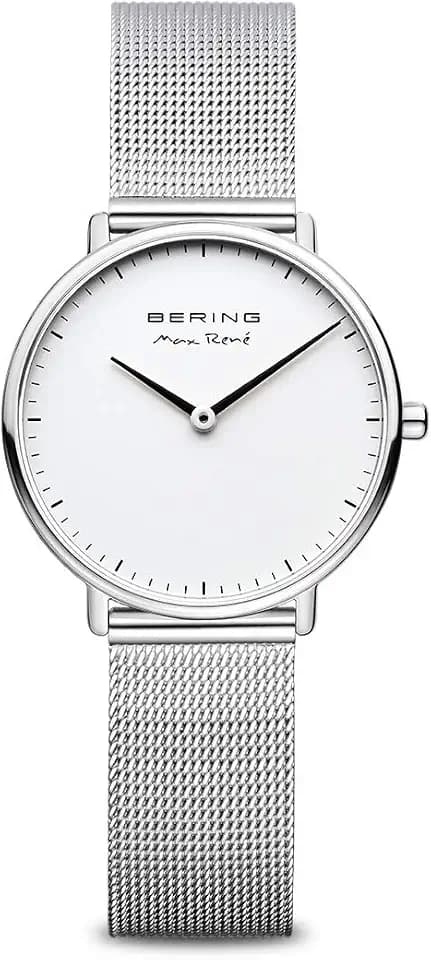 Bering Damen Quarz Uhr | Armbanduhr 30 mm Edelstahlgehäuse und Zifferblatt | Milanaisearmband | Saphierglas | 3 ATM | 15730