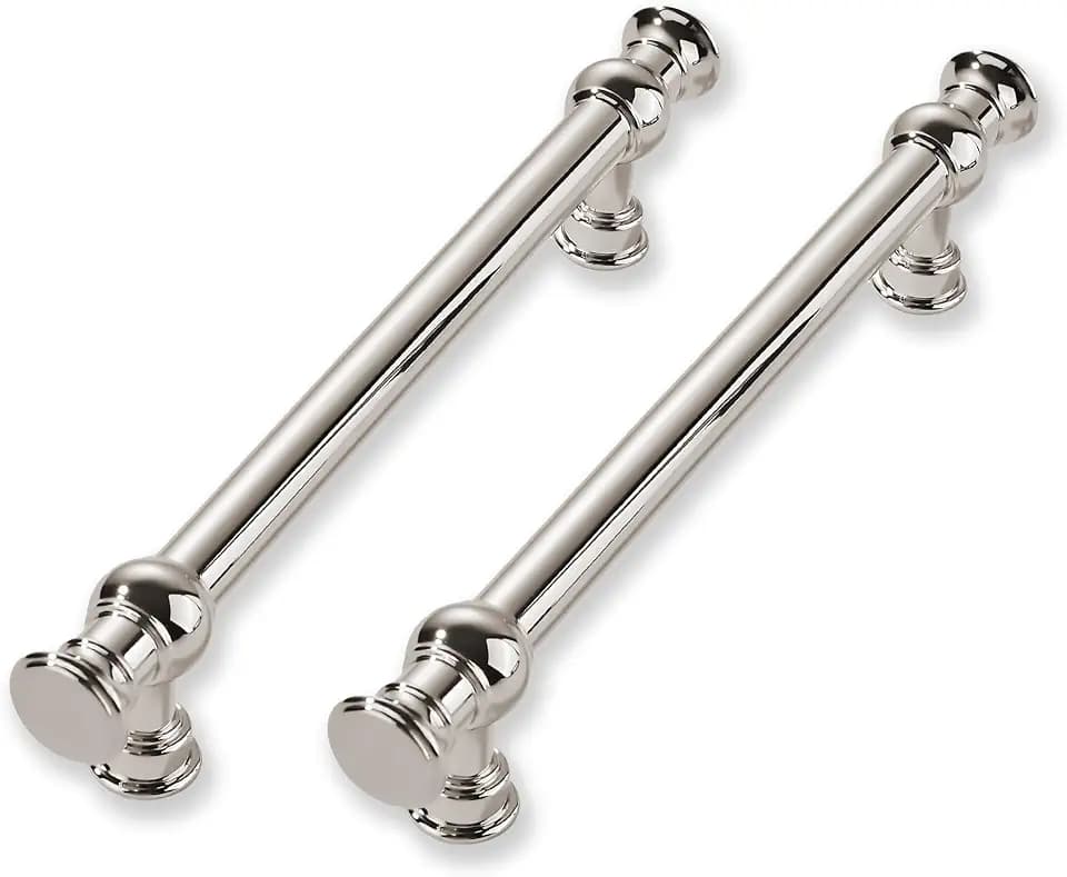 10 Pack 4 Inch Hole Center Polished Nickel Cabinet Pulls-Heavy Duty Solid Cabinet Handles Suitable for Cabinets, Dressers, Kitchens and Bathroom cabinets