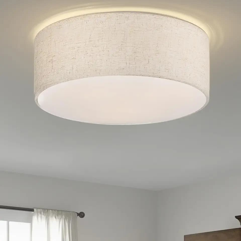 3-Light Ceiling Light Fixture, 13" Drum Flush Mount Lighting