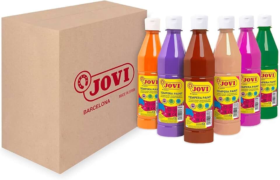 Jovi Flüssige Temperafarbe, Packung mit 6 Flaschen à 500 ml, Sekundärfarben
