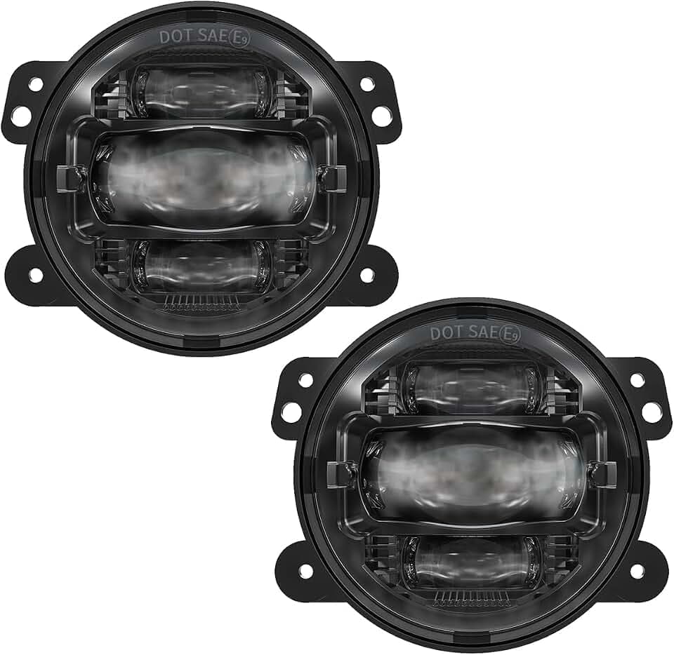 4 Inch LED Fog Lights Compatible with Jeep Wrangler JK JKU 2007-2018, Black Front Bumper LED Lights