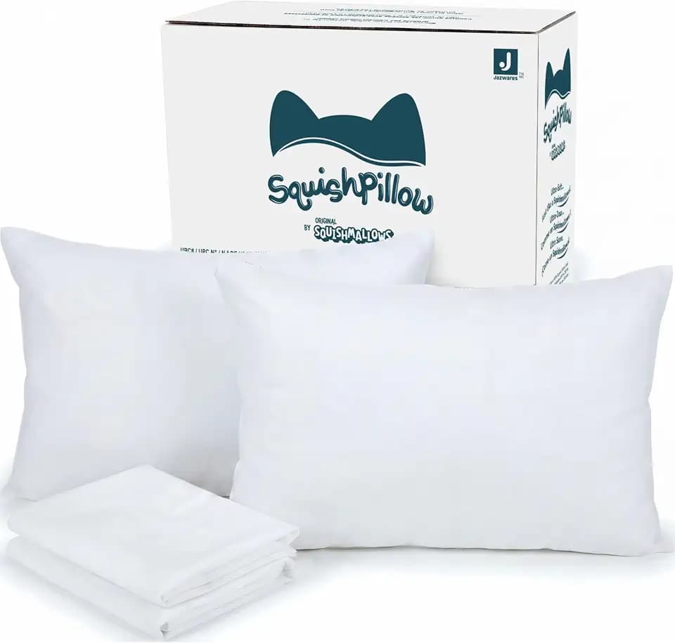 SquishPillow by Original Squishmallows - Standard Size Bed Pillow 2-Pack (Medium Density) - Pillowcases Included