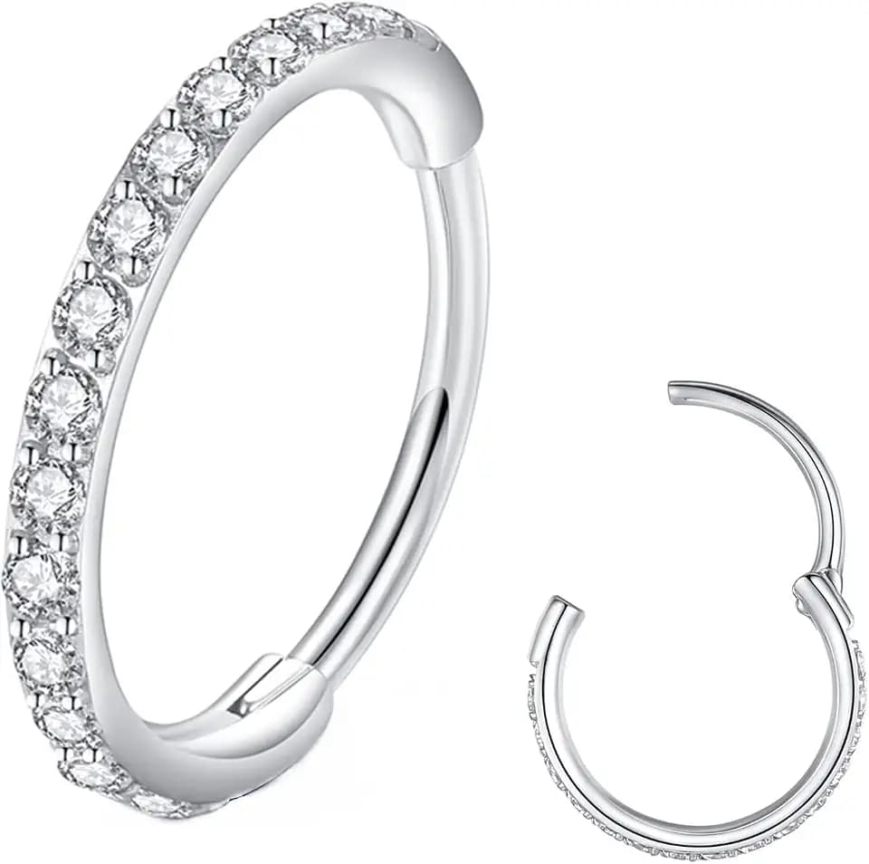 Clear CZ Nose Rings & Earrings - 316L Surgical Steel - Cartilage, Conch, Daith, Helix, Rook, Tragus, Lobe & Snug Body Piercing Jewelry - 20G, 18G