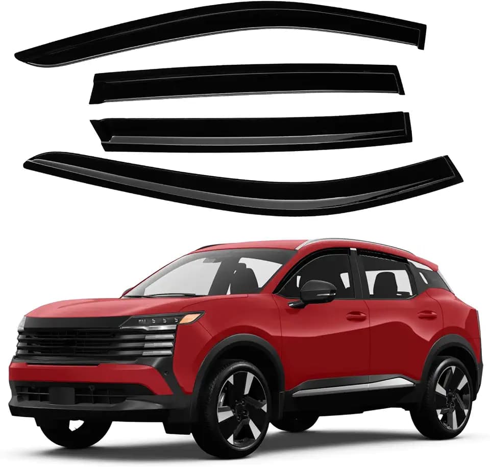 Canvcle Kicks Rain Guards - Window Visors for Nissan Kicks 2025 2026, Outside-Mount Tape-On Side Window Wind Deflectors for Nissan Kicks Accessories, Vent Visors Shades Rainproof 4PCS