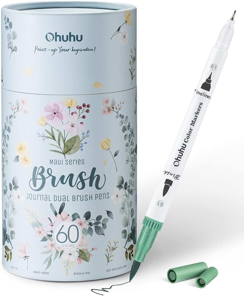 Ohuhu Filzstifte 60 Pinsel & Fineliner wasserbasiert zum Ausmalen