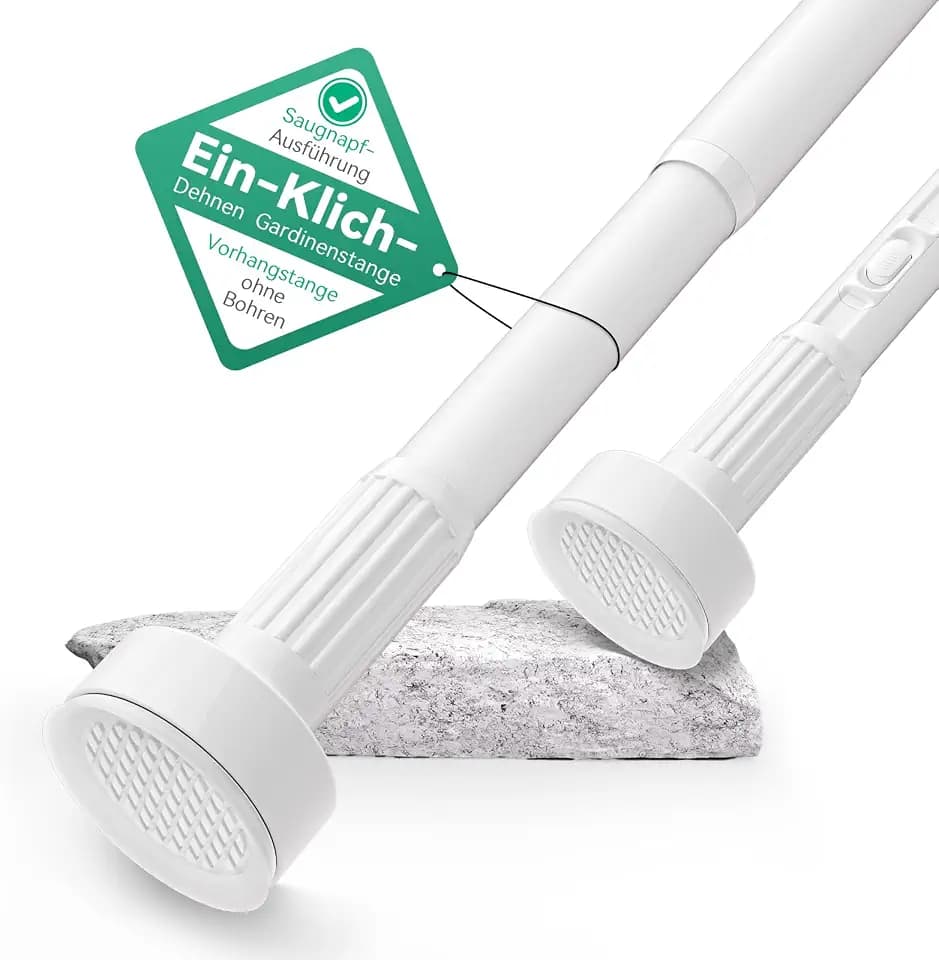 VECTO Gardinenstange ohne Bohren 340-430cm Ø32mm Weiß