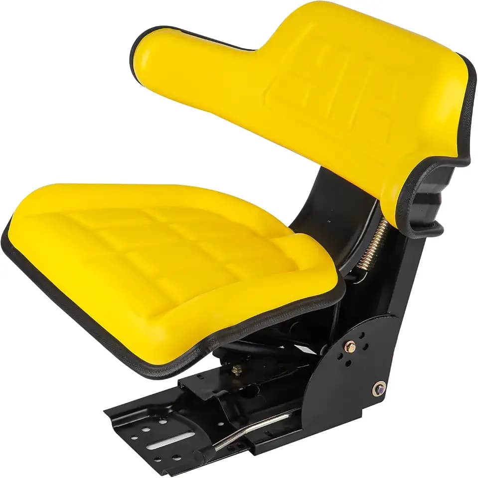 Yellow Universal Adjustable Tractor Suspension Seat for John Deere 1020, 1530, 2020, 2030, 2040, 2155, 2130, 2140, 3040, 3140, 3030, 920，930，830, 548D, 648D, TY24763 Shock Absorbing Alloy Steel PVC