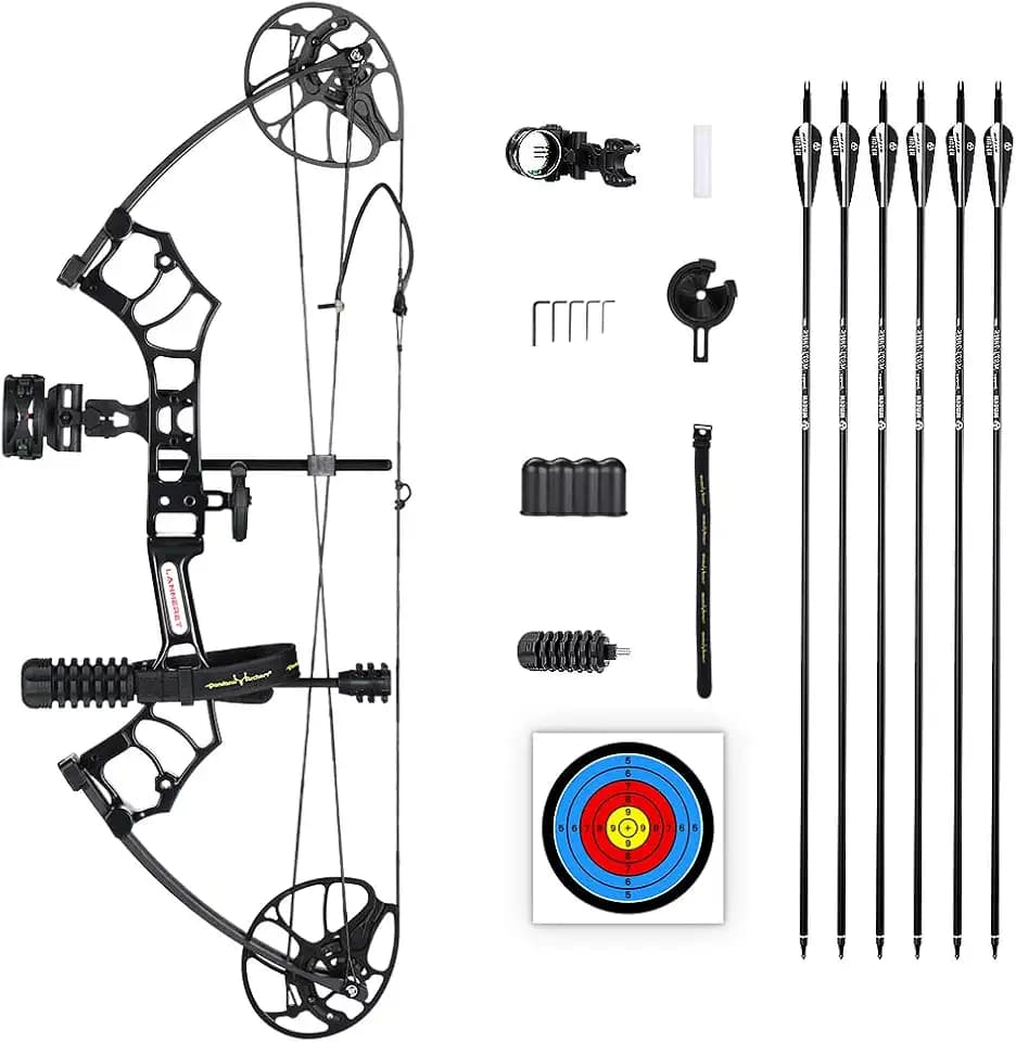 Compound Bow Package for Youth & Adults,Beginners and Women,22.5"-30" Draw Length,10-50 Lbs Draw Weight,290fps,Limbs Made in USA,Hunting Bow Archery Set