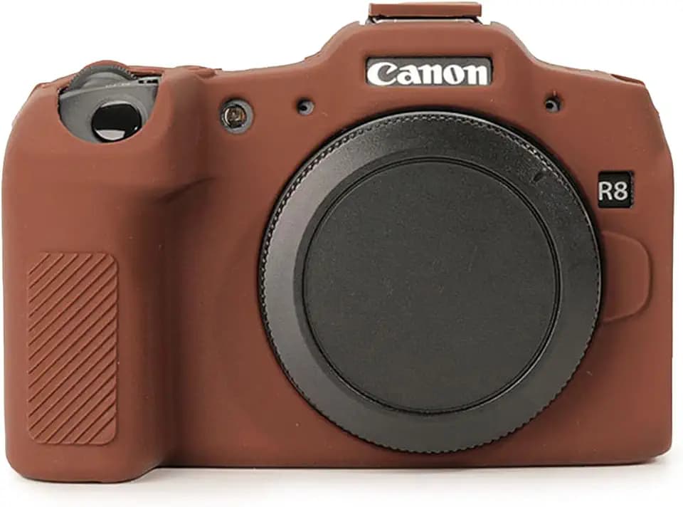 Rieibi EOS R8 Case, Soft Silicone Protective Case for Canon EOS R8 EOSR8 Camera, Lightweight EOS R8 Camera Case - Dark Brown