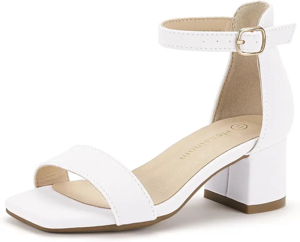 Hehainom Girls Heels Dress Shoes Square Toe Sandals for Little Big Kids