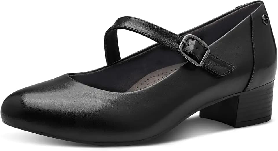 Tamaris Comfort Damen Pumps mit Riemen aus Leder mit Klettverschluss