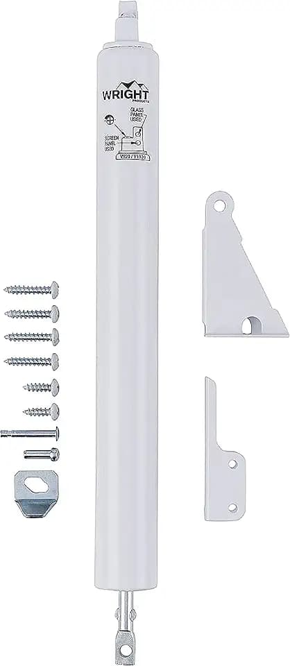 Wright Products Standard Duty Pneumatic Screen & Storm Door Closer – Adjustable Closing Speed, Quiet Operation, Easy Installation (Transitional, White)