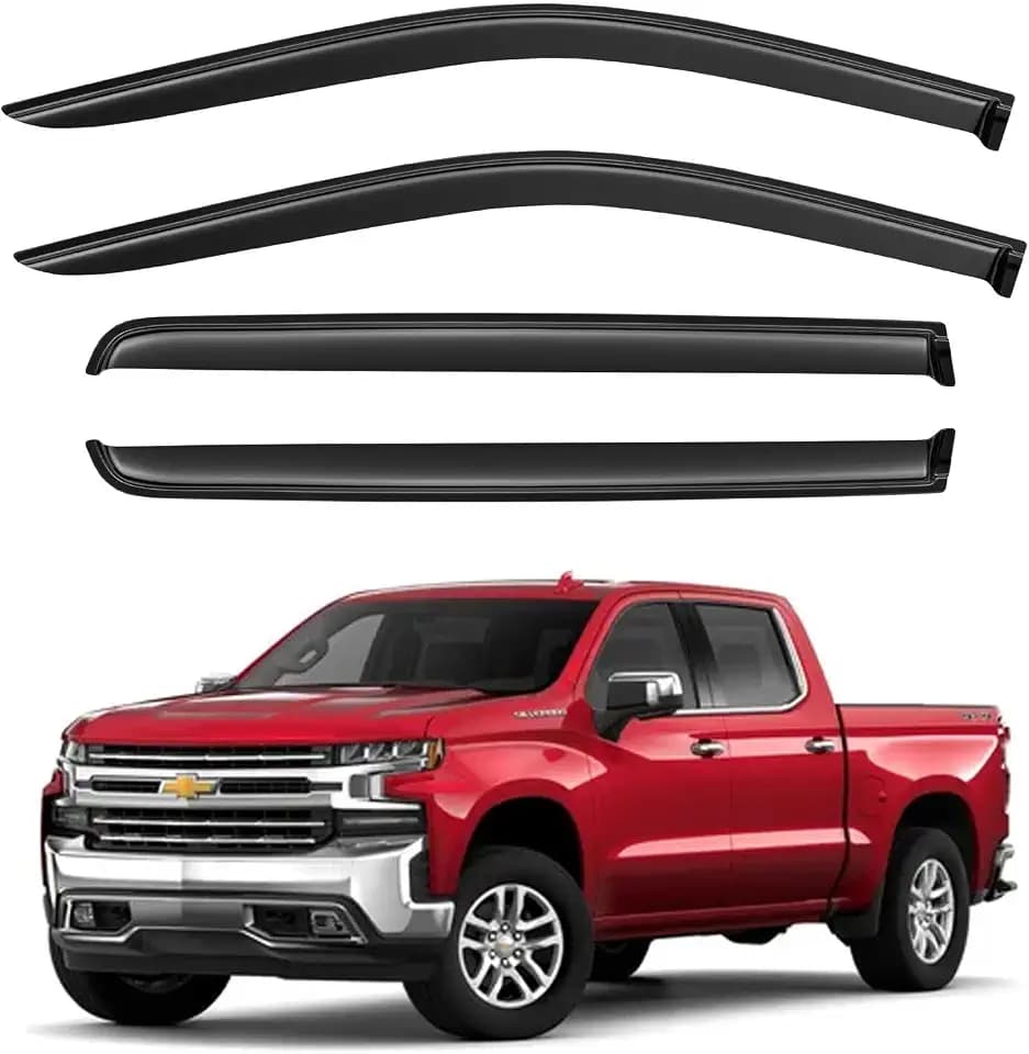Window Visors Rain Guards for 2019-2026 Chevy Silverado/GMC Sierra 1500 Crew Cab, Out-Channel Window Vent Wind Deflectors Visors Shades for 20-26 Silverado/Sierra 2500HD 3500HD Crew Cab