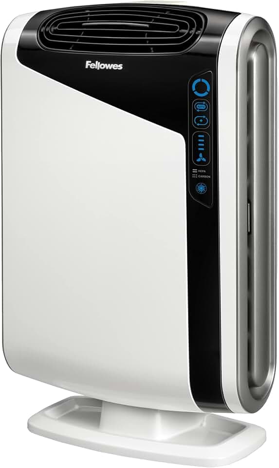 AeraMax HEPA Luftreiniger DX95 von Fellowes, für 28-42qm, 3-5 Luftwechsel/Std., True HEPA und Kohlefilter, antimikrobieller Schutz, sehr leise, Energy Star